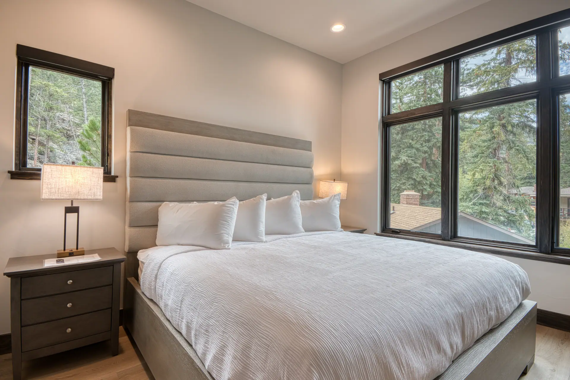 King bedroom with large windows in DreamView Grand