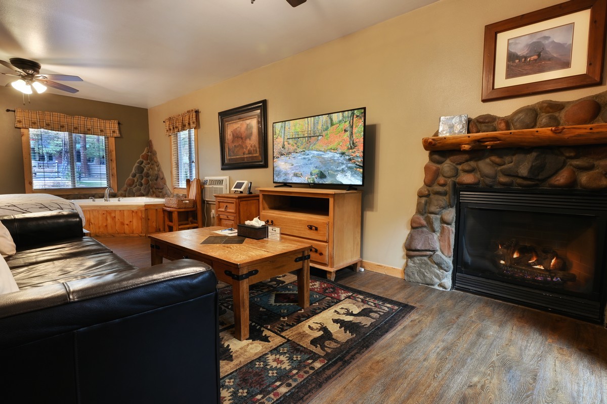 Cozy living room in a cabin near RMNP.