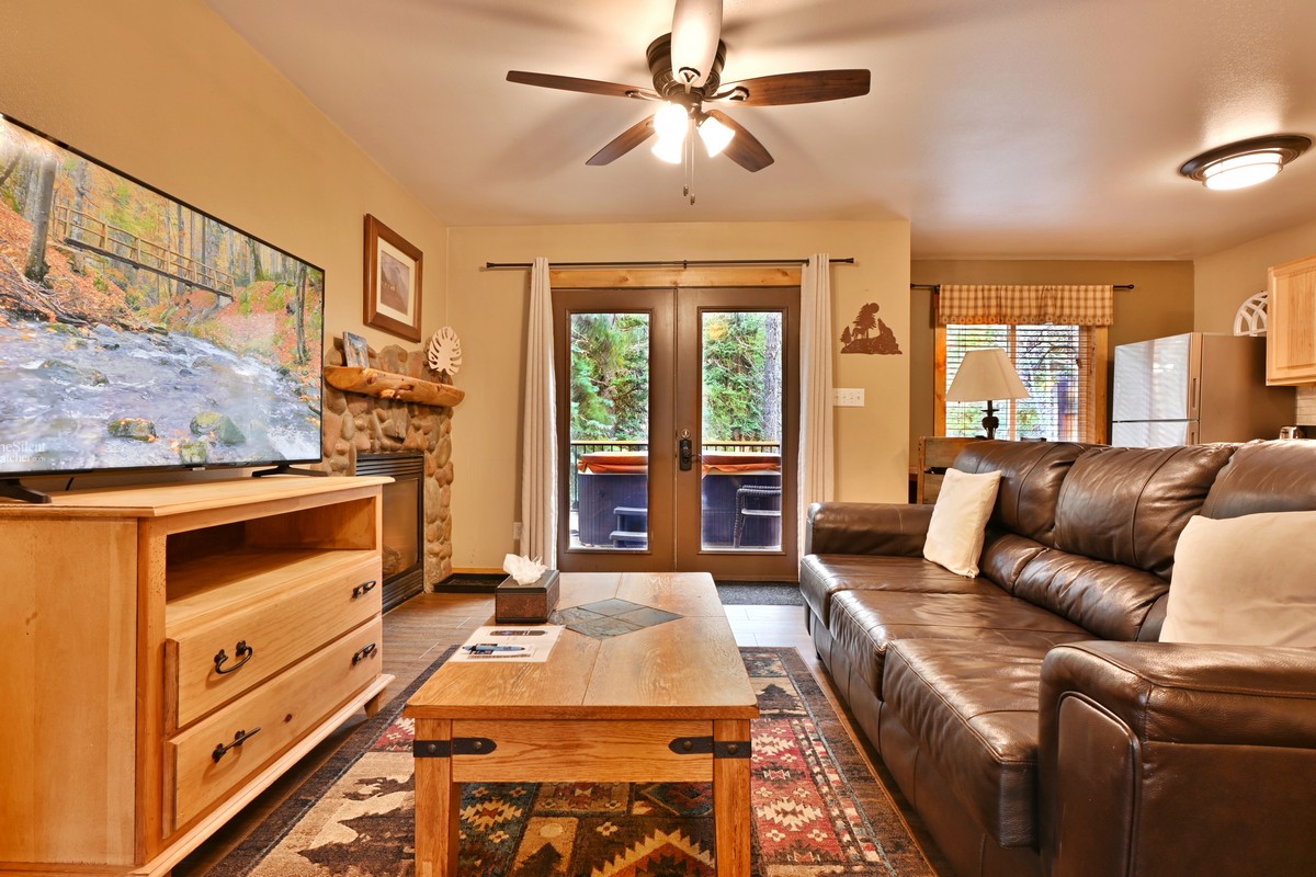 Living room with a large smart tv